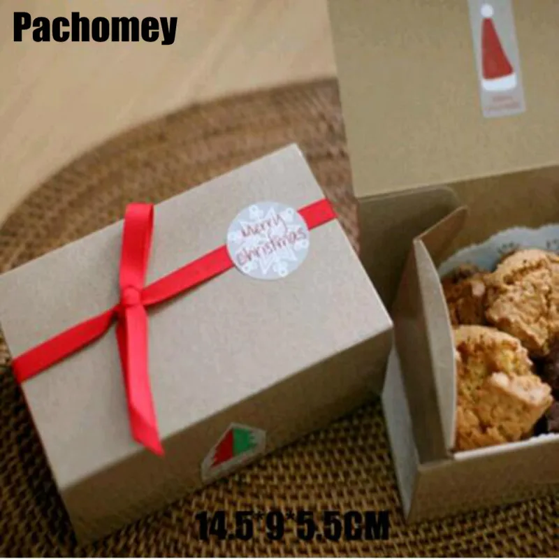 Kraft Caixa Box XMAS Decoration Macaron Packaging Kraft Paper Cookie Box Biscuits Paper Box 14.5*9*5.5CM 20pcs/lot PP375