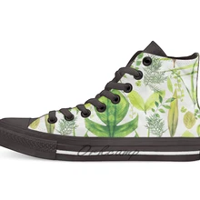 Дизайн листвы дышащая Повседневная Высокая обувь на шнуровке холщовая обувь кеды