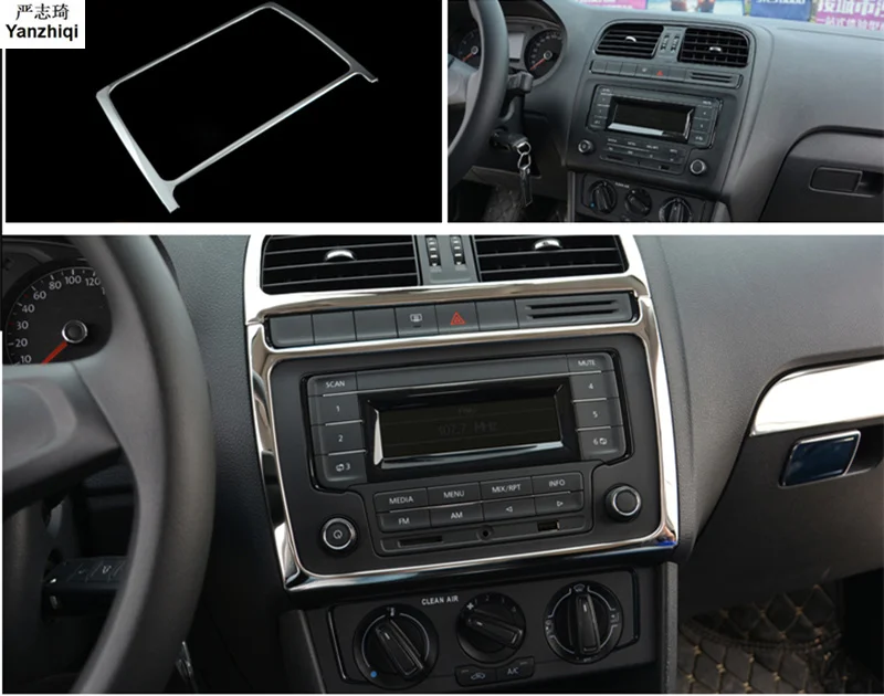 

1pc Car stickers Stainless steel Center console Instrument panel cover decoration Sequins for 2011-2017 Volkswagen VW POLO