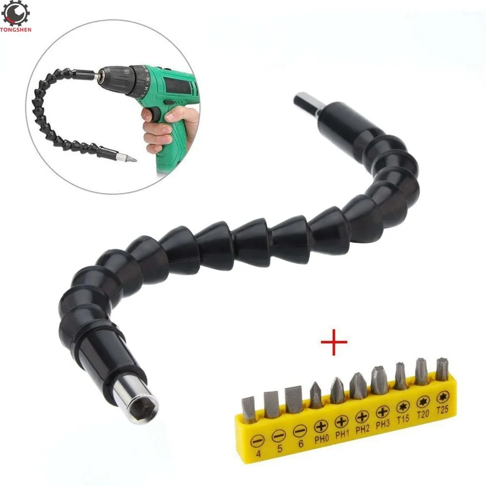 295mm Flexible Hex Shaft Drill Bit Extension Screwdriver Impact Magnetic Bit Holder Drill Socket Flex Adapter Drive Flex Adapter flexible shaft extension screwdriver bit holder for electronic drill 195mm 250mm 295mm