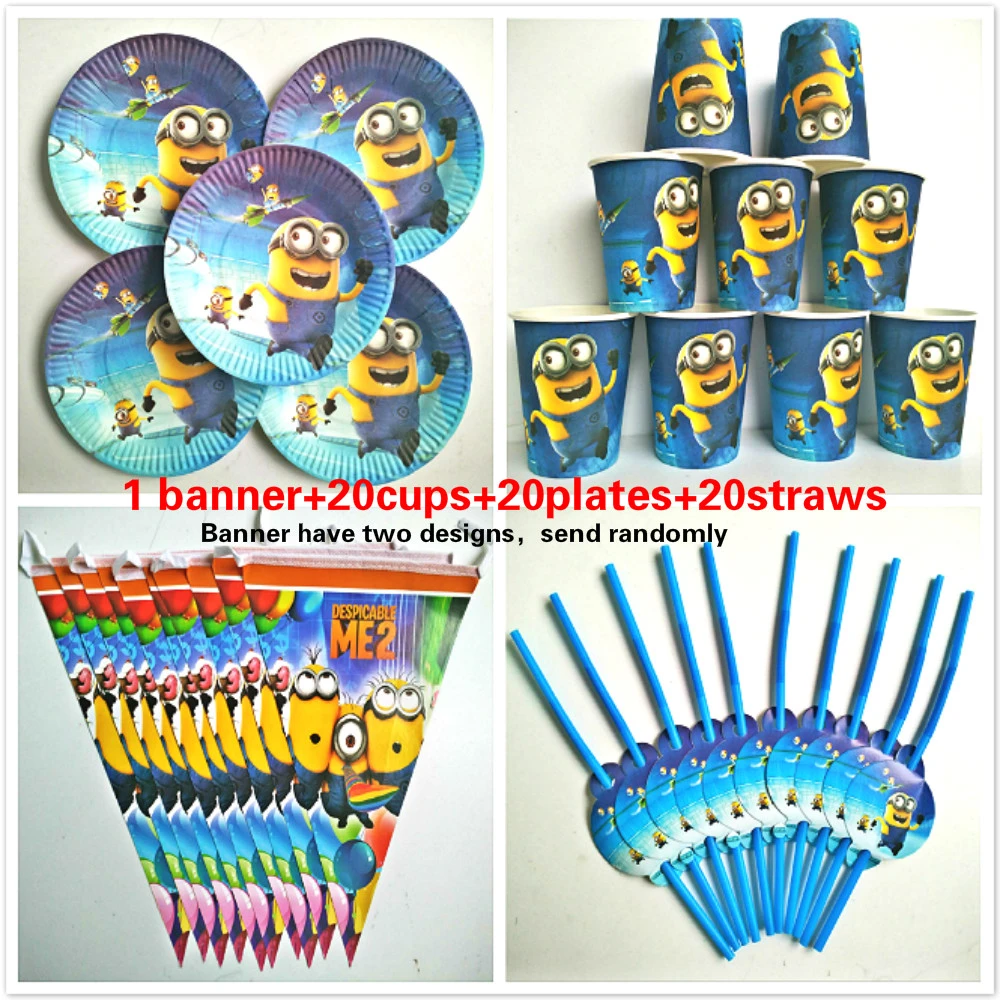 61 Pcs 20 Orang Selamat Ulang Tahun Anak Minions Baby Shower Party Decoration Set Meja Kain Banner Sedotan Cangkir Piring Pemasok Partai Pakai Peralatan Makan Aliexpress