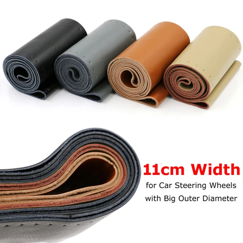 1PCS 11cm Width DIY Genuine Leather Cowhide Car Steering Wheel Cover 4Color Anti-slip Breathable Car Styling 1PCS 11cm Width DIY Genuine Leather Cowhide Car Steering Wheel Cover 4Color Anti-slip Breathable Car Styling