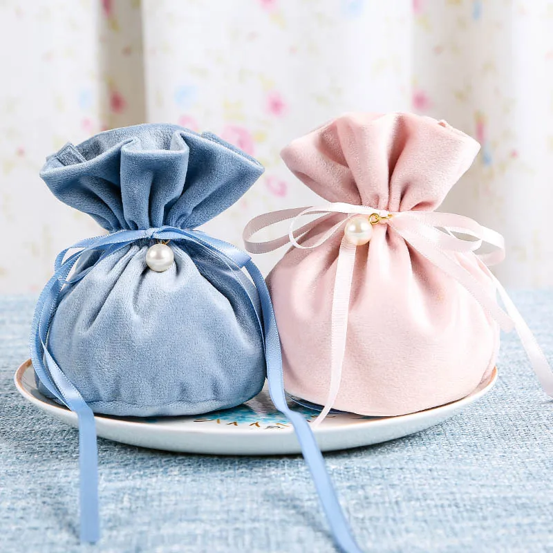 

10 Pcs 13.5*10cm Candy Tie Velvet Bag Multicolor Storage Pocket Drawstring Gift Bag Pouch Jewellery Pouch Wedding Party Favor