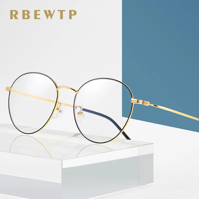 

RBEWTP Oval Frame Rose Gold Anti Blue Light Blocking Glasses led Computer Reading Glasses Radiation-resistant Gaming Eyewear