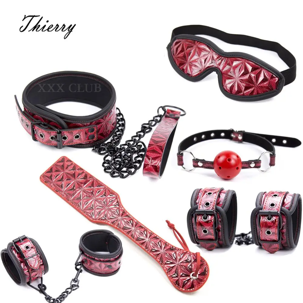 Набор для бондажа tierry Crimson/black повязка на глаза кляп ошейник наручники и манжеты