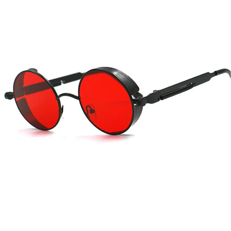 Прямая поставка, готические круглые металлические солнцезащитные очки в стиле стимпанк для мужчин и женщин, зеркальные круглые солнцезащитные очки, брендовые дизайнерские ретро винтажные очки - Цвет линз: 8