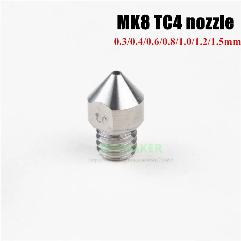 

TC4 MK8 Titanium alloy / stainless steel nozzle 1.75mm 0.3/0.4/0.6/0.8/1.0/1.2/1.5mm For Replicator MK7/MK8 Anet 3Dprinter