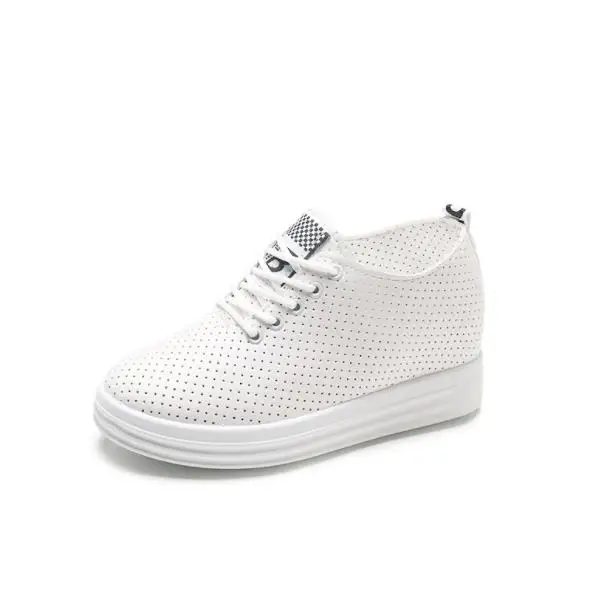 

2018 Summer Breathable new casual tie with thick bottom raised white shoes