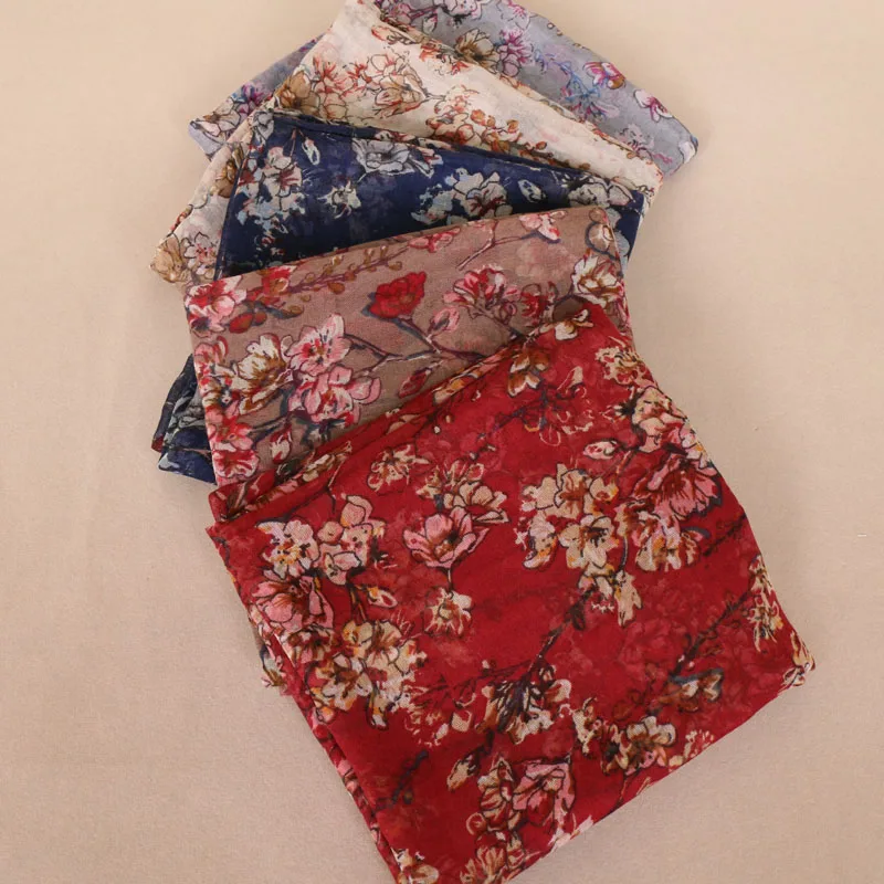 

Flower print viscose scarf for women muslim long scarves beach light and thin shawl summer headband hijab echarpe and pashmina