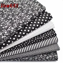 7 шт./лот, 50x50 см, Новое поступление, черный цветочный узор, хлопок, ткань для шитья, тильда, кукольная ткань, сделай сам, лоскутное шитье, текстильная ткань