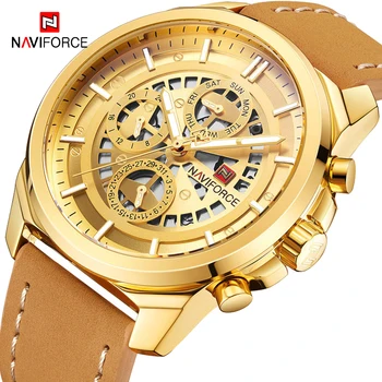 

NAVIFORCE Fashion Sport Quartz Mens Watches Luxury Gold Wrist Watch Waterproof 24 Hour Week Date Display Clock Relogio Masculino