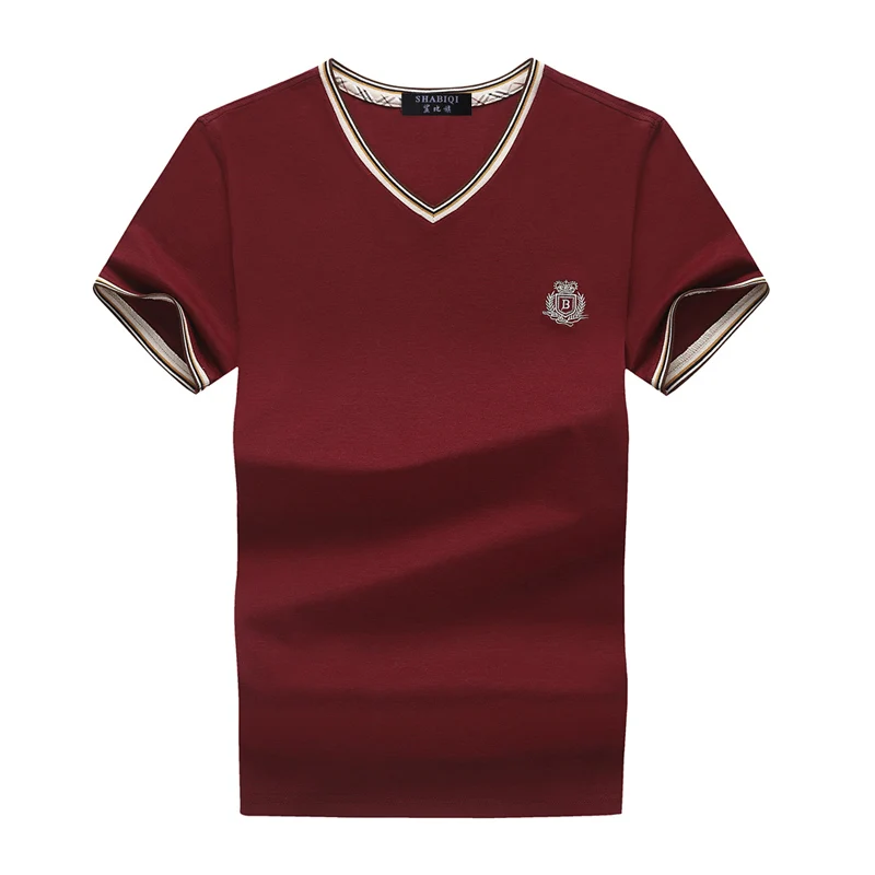 SHABIQI 2018 summer Fashion men t-shirt 93.5% cottot V neck Shirt Short Sleeve Men's T Shirts Camiseta men clothing Size S-10XL