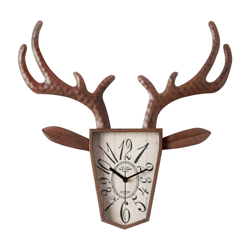 Deer Head Wall Clock Living Room Creative Hanging Table Nordic