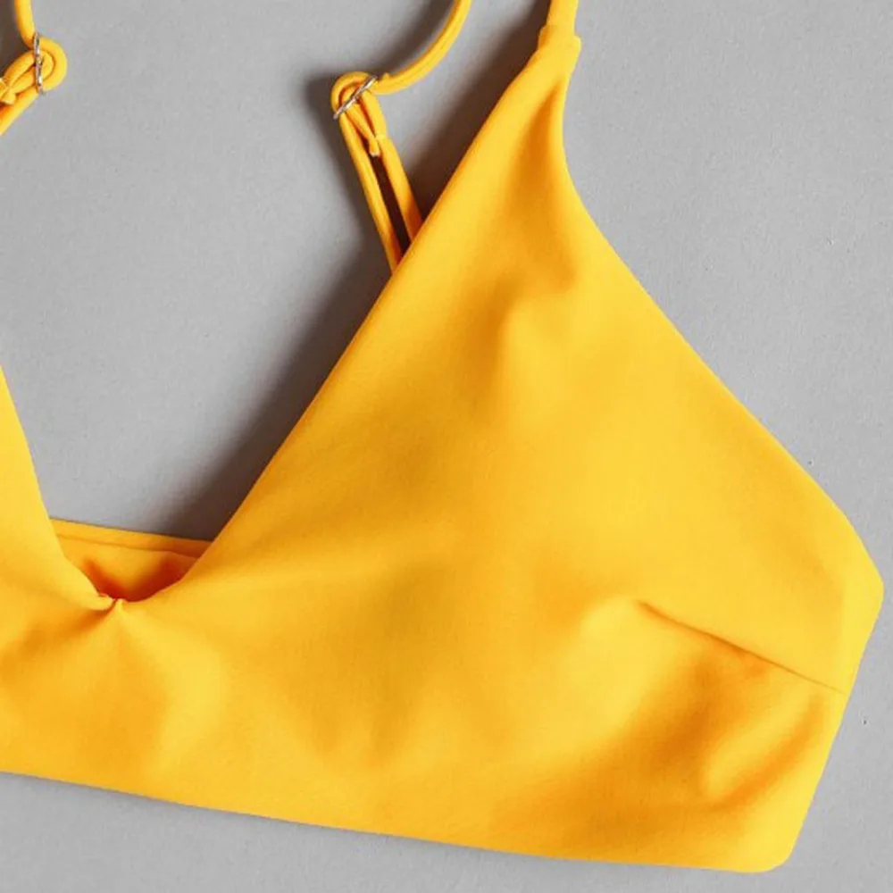 2019 Woman sexy solid color leaf print fresh split swimwear bikini set Brazilian beach swimming push up mujer brasile 40M29 (15)