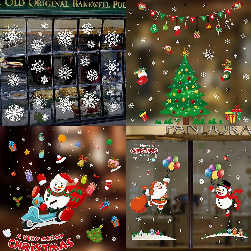 

Christmas Window Glass PVC Electrostatic Sticker New Year DIY Snow Town Wall Stickers Film Home Decal Festival Decor Supplies