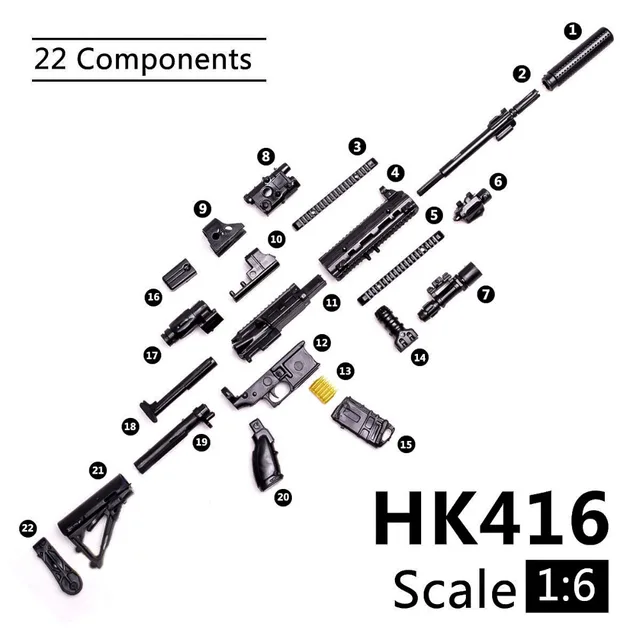1:6 1/6 Scale Assemble Action Figures Rifle HK416 Model Gun 1/100 Soldier Parts & Components Can Use For Bandai Gundam Model Toy 2