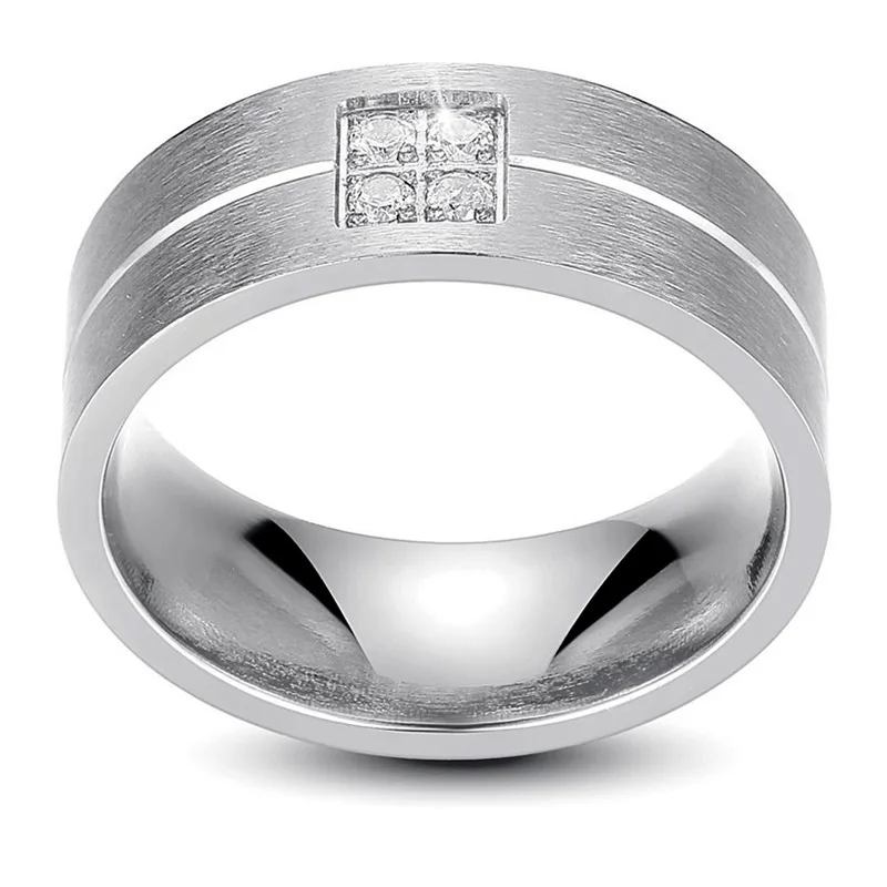 Silver Plated Crystal CZ Couple Rings Set for Men Women Lovers Jewelry Engagement Wedding Ring