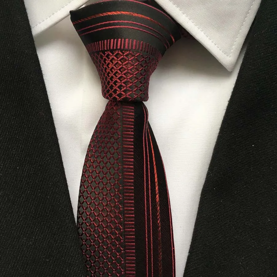 

2014 unique Skinny tie shirt dress gravata black red half solid with geometric necktie 100% Woven handmade