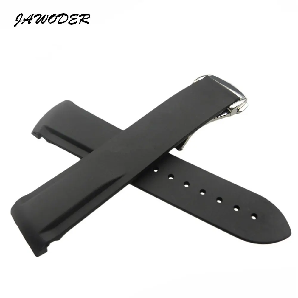 Buy JAWODER 20mm 22mm Black Diving Silicone Rubber