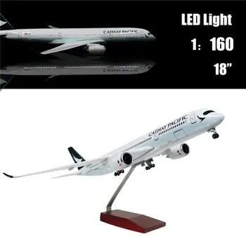 

46CM 1:160 Airplane Model Cathay Pacific Airbus A350 With LED Light(Touch or Sound Control) For Decoration Or Gift