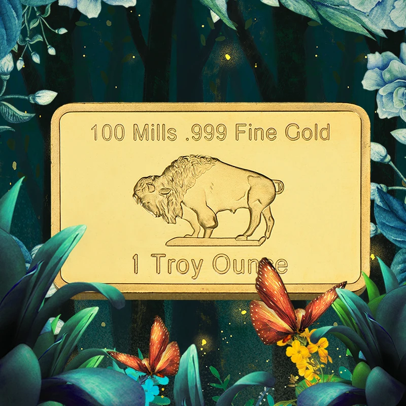 WR 999 Gold One Troy unce Atlantis Mint 24k чистое золото буйвол слиток бар с бесплатной капсулой 5 шт