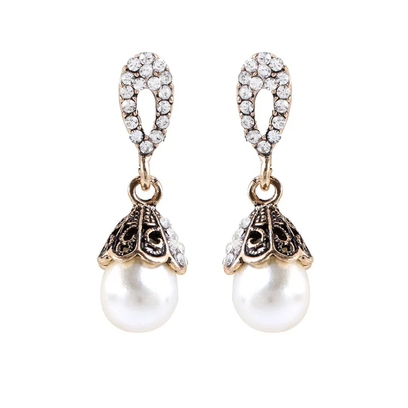 Vintage Jewelry Gray/White Imitation Pearl Earrings Women Wedding Earings
