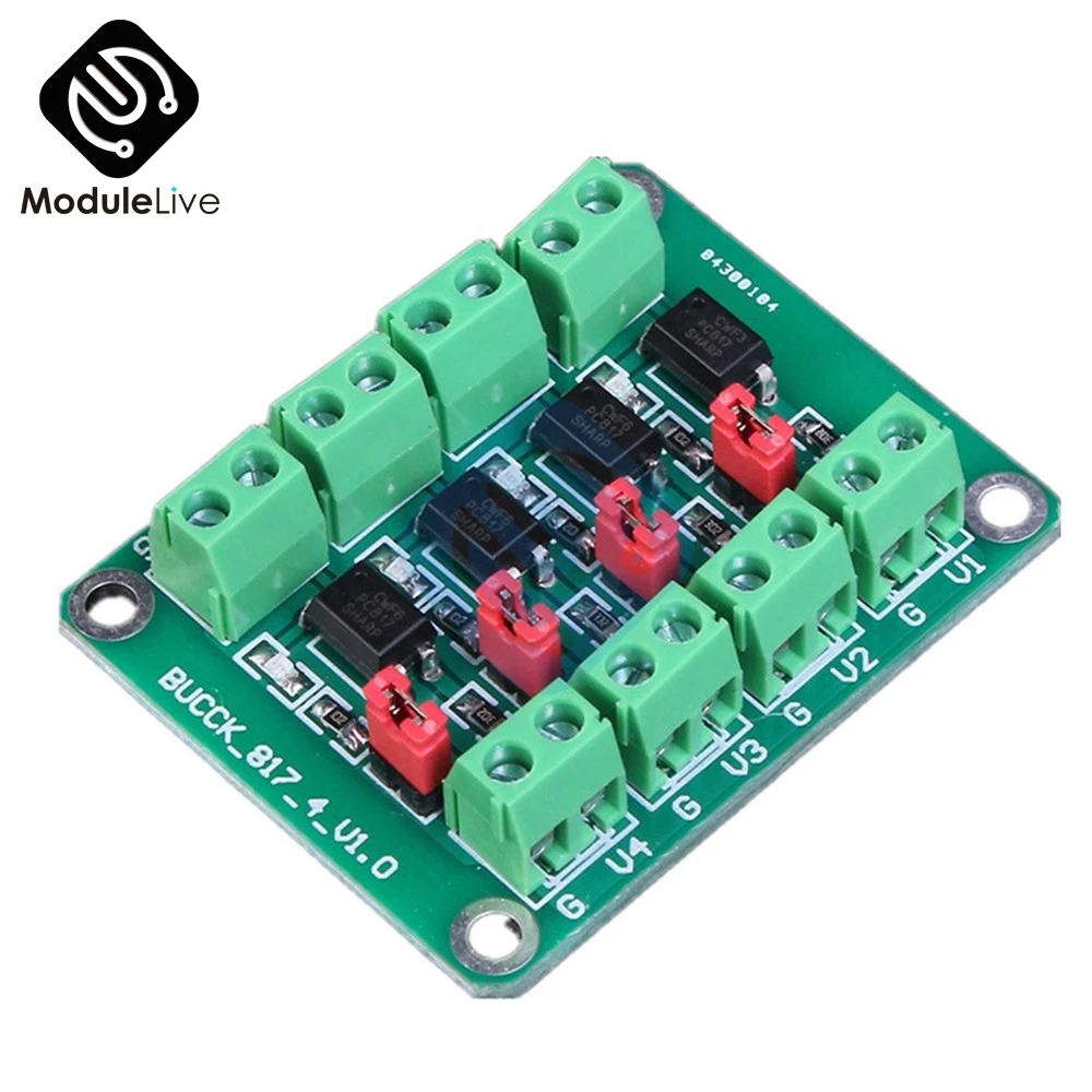 

PC817 4 Channel 4CH Optocoupler Isolation Board Voltage Converter Adapter Module 3.6-30V Driver Photoelectric Isolated Module