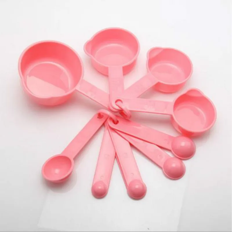 10Pcs/lot Pink Plastic Measuring Spoons Cups Measuring Set Tools Baking