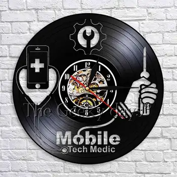 

Mobile Tech Medic Wall Clock Modern Design Black Hanging Wall Watches Personality Wall Art Decor For Mobile Phone Shop