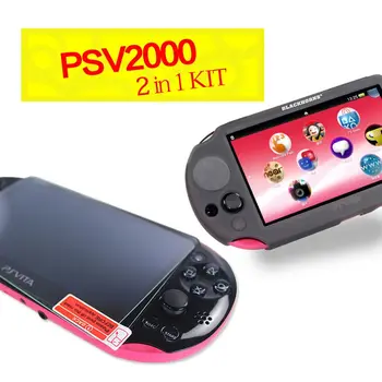 

Game accessories with Tempered Glass Film Screen Protector for Sony PSV 2000 + PSV2000 Silicone Shell ( black & white color)