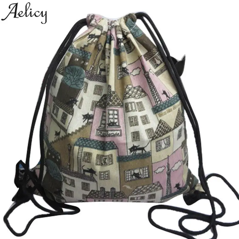 

Aelicy Vintage Drawstring bag Unisex Backpacks 3D Printing School bags Drawstring Backpack Mochila Feminina Masculina