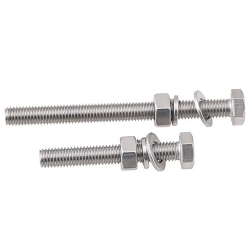 

10pcs M5 304 stainless steel Hexagon Bolt screw nut set Extended screws Flat pads spring pad 8mm-40mm Length