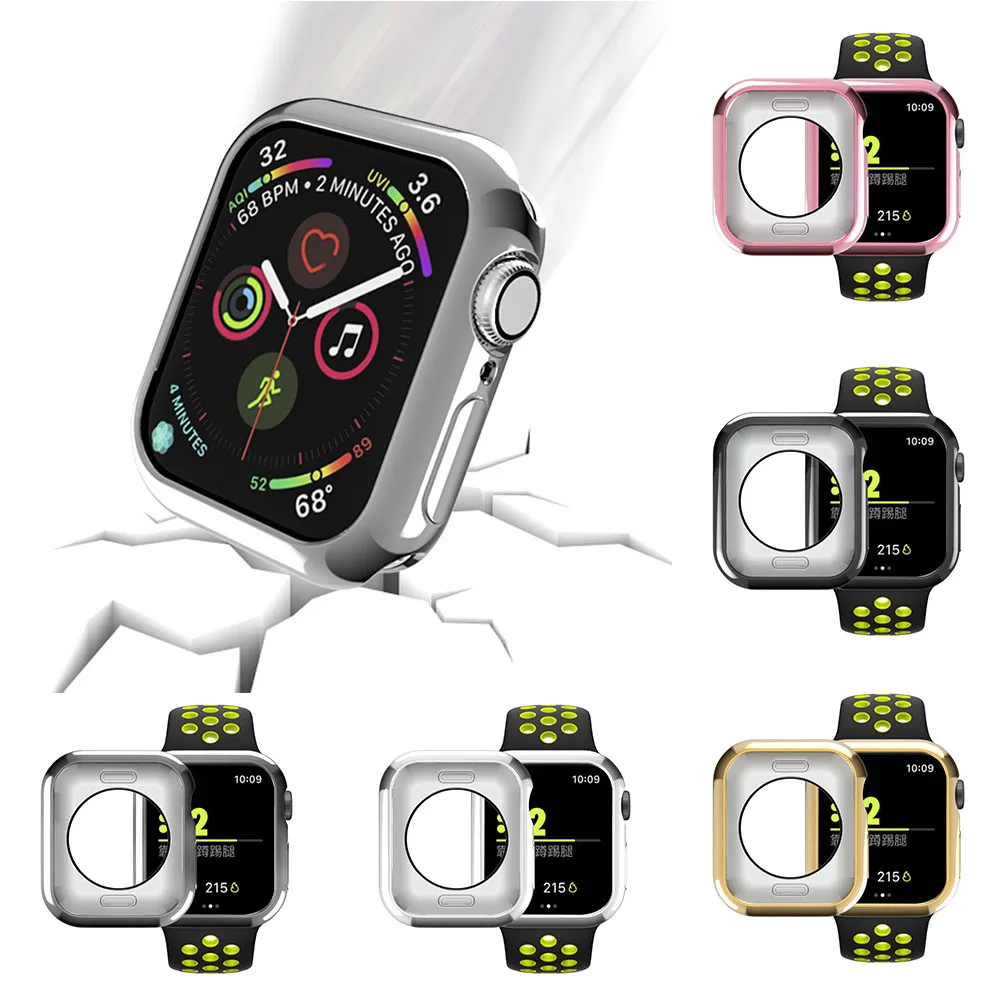 

Gosear For Iwatch 4 Anti-fall Shockproof Soft Plating TPU Protective Case Cover for Apple Watch iWatch 4 Smartwatch Accessories