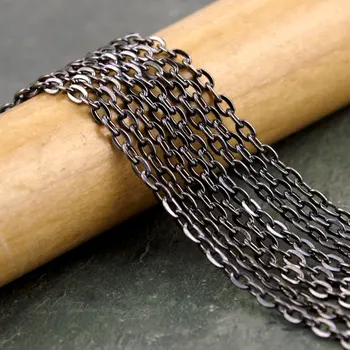 

Free shipping!!!!100M/ ancientgunmetal Black Link Chains 3x2mm /flat chain