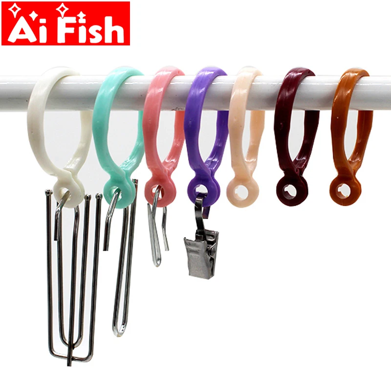 

30PCS /Lot Colorful Movable Plastic Curtain Rod Clips Window Shower Curtain Rings Hanging Clamp Ring Tringle Drapery Clips -40