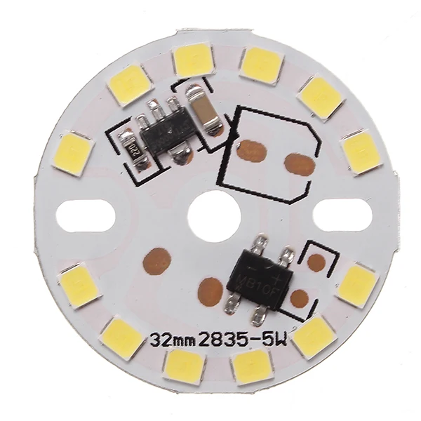 CLAITE Dimmable 5W LED PCB Panel Lamp Bead Chip 32mm SMD 2835 Aluminum LED Ceiling Lamp Chip AC220V