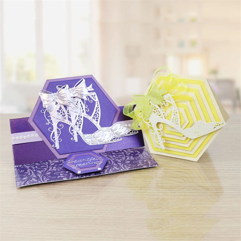 

Naifumodo Lace High Heels Metal Cutting Dies Scrapbooking New 2019 Lace Shoes Craft Dies Cuts for Card Making DIY Embossing Die