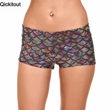 Шорты qickitout новые сексуальные тонкие женские модные эластичные шорты цветные чешуя Русалки цифровая печать фитнес шорты