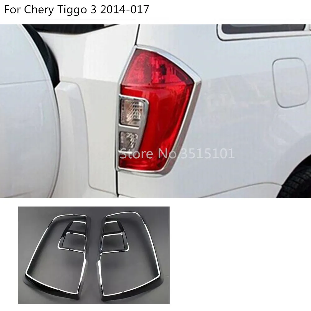 

car body detector frame ABS chrome cover trim back tail rear light lamp frame parts 2pcs For Chery Tiggo-3 2014 2015 2016 2017