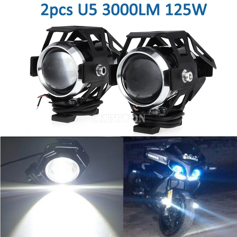 

DHL 10PCS 2PCS/Set U5 3000LM 125W Upper Low Beam Motorcycle Headlight LED Motorbike Spot Lamp