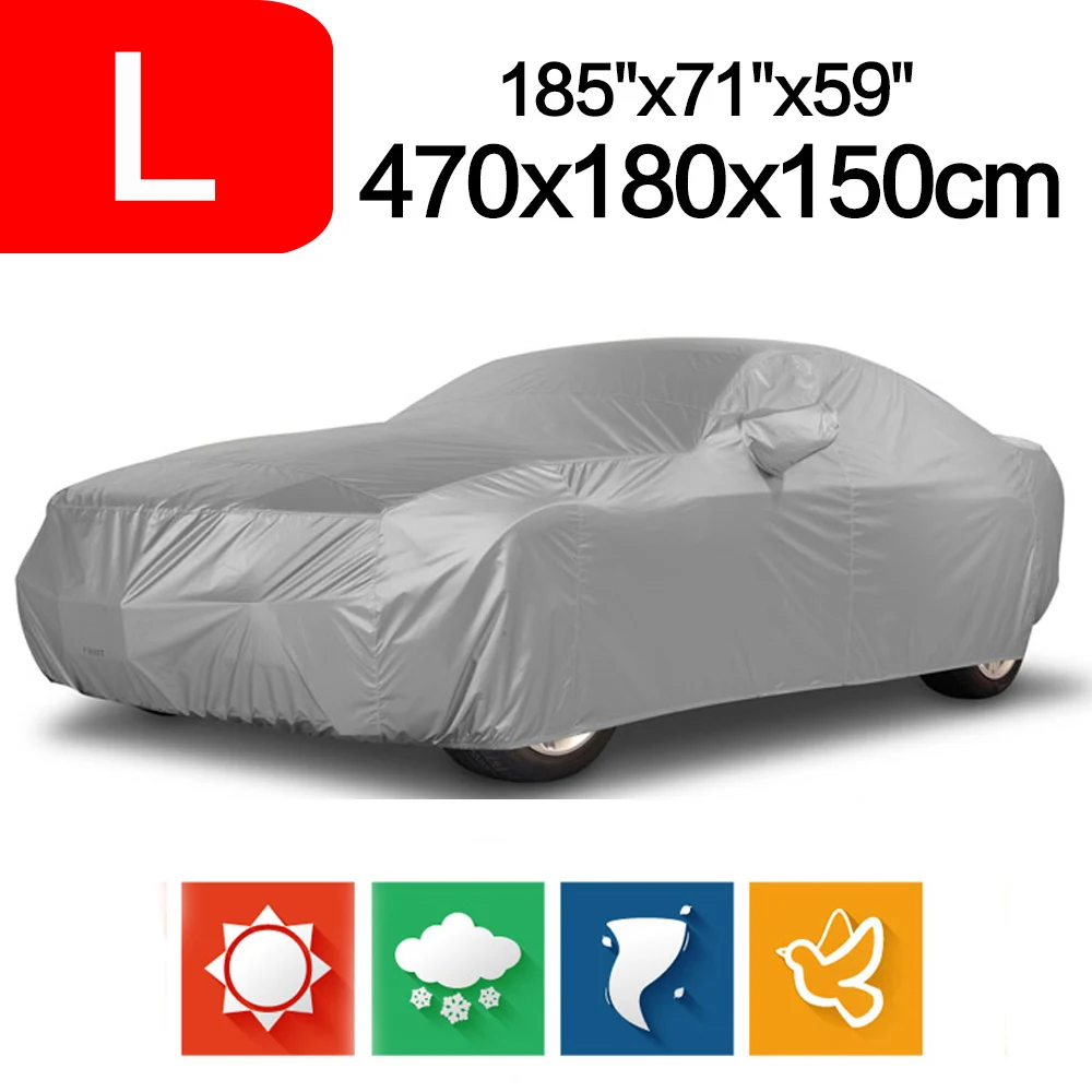 Baratos Tamaño L al aire libre completo Car cubierta Sun UV nieve polvo protección resistente coche cubre 470x180x150 cm