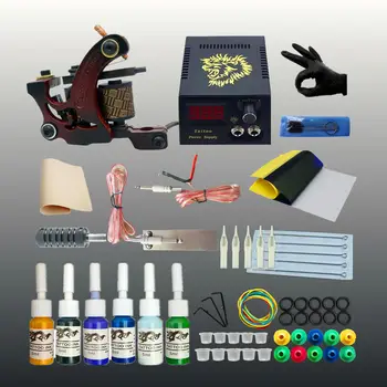 

Complete Tattoo Kit Steel Machine Guns Black Tattoo Ink Power Supply Body Art Tattoo Kits