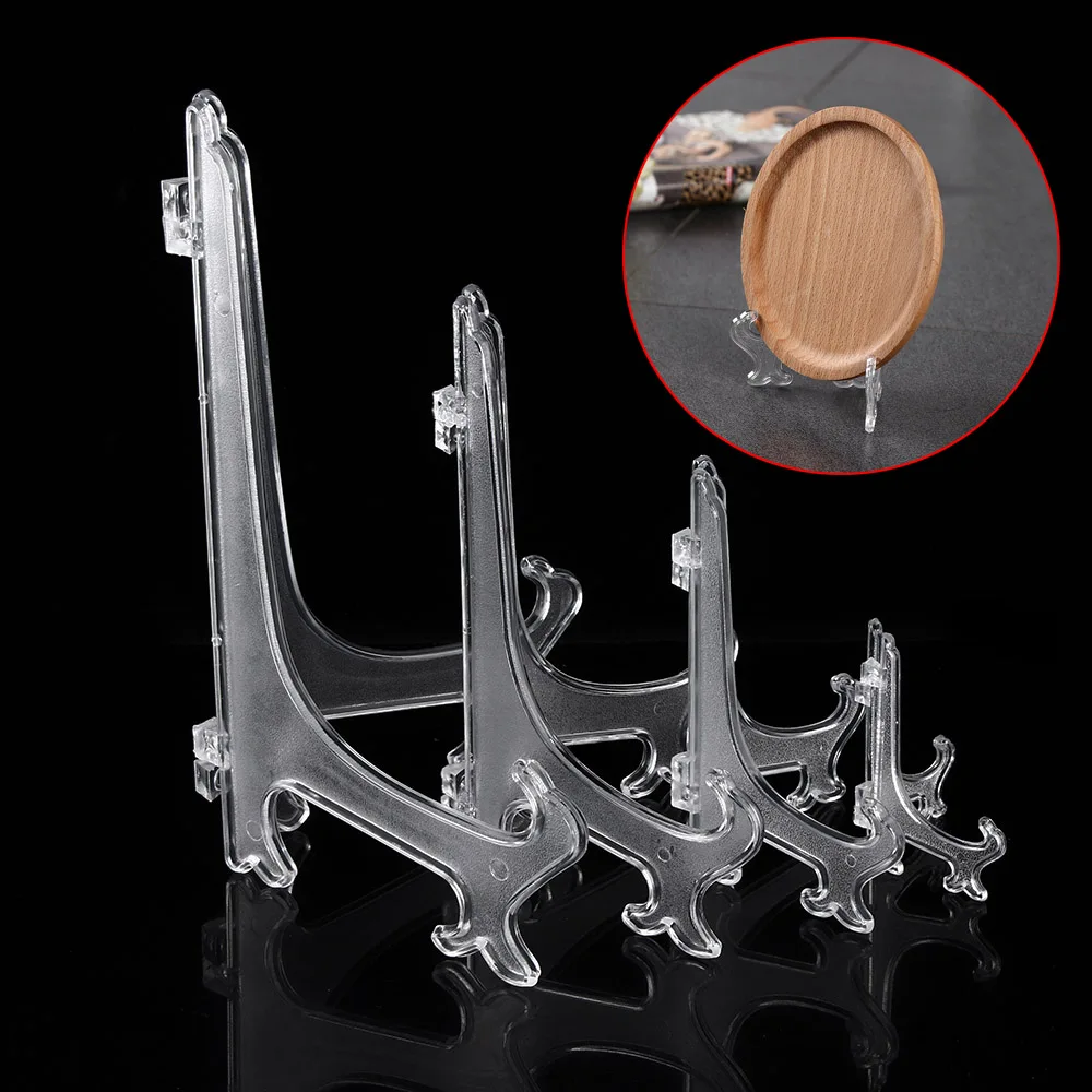 

1Pcs 2019 Hot 3/5/7/9inch Clear Transparent Plastic Plate Display Stand Picture Frame Easel Holder Photo Frame Picture Display