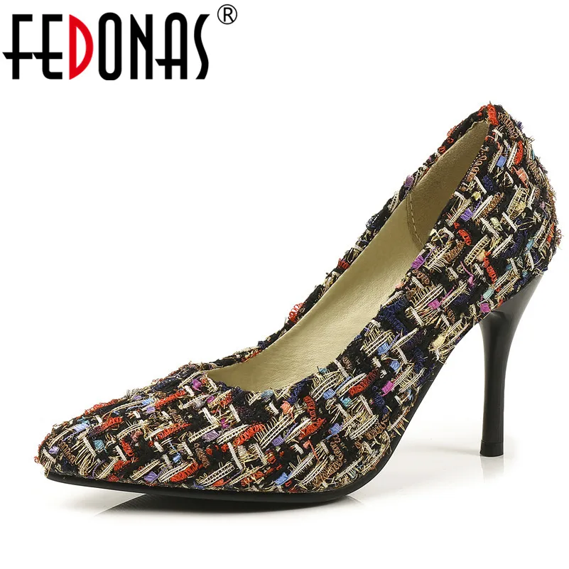 

FEDONAS 2020 Women Pumps Spring Summer Shoes Woman High Heels Elegant Platform Pointed Toe Wedding Party Shoes Female Pumps