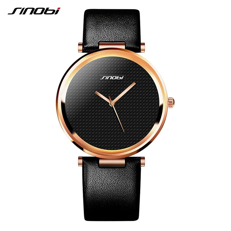 

SINOBI Fashion Women Watches 2019 Leather Watchband Top Luxury Brand Female Dress Quartz Clock Ladies Wristwatch Montres Femmes