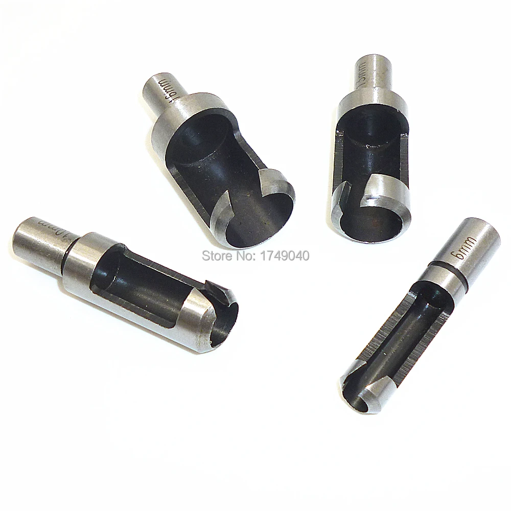 4pcs Wood Plug Cutter Set Tenon Dowel Cutting Tools 3/8" Round Shank Woodworking Drill Bit