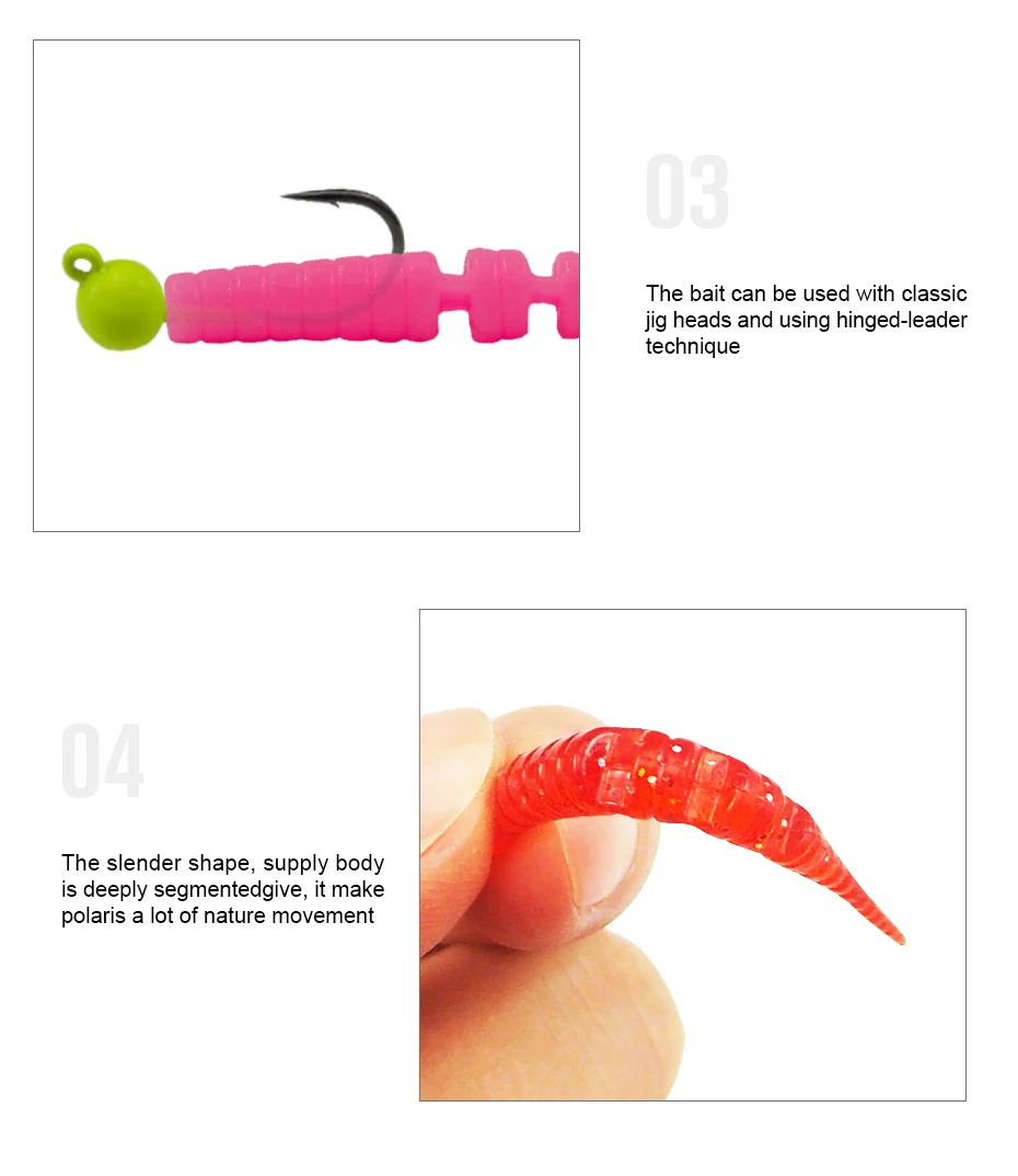 ESFISHING Polaris 42mm Sinking Artificial Silicone Soft Worm Baits Softness Pesca Tackle Winter Ice Fishing Lures Free shipping ESFISHING Polaris 42mm Sinking Artificial Silicone Soft Worm Baits Softness Pesca Tackle Winter Ice Fishing Lures Free shipping