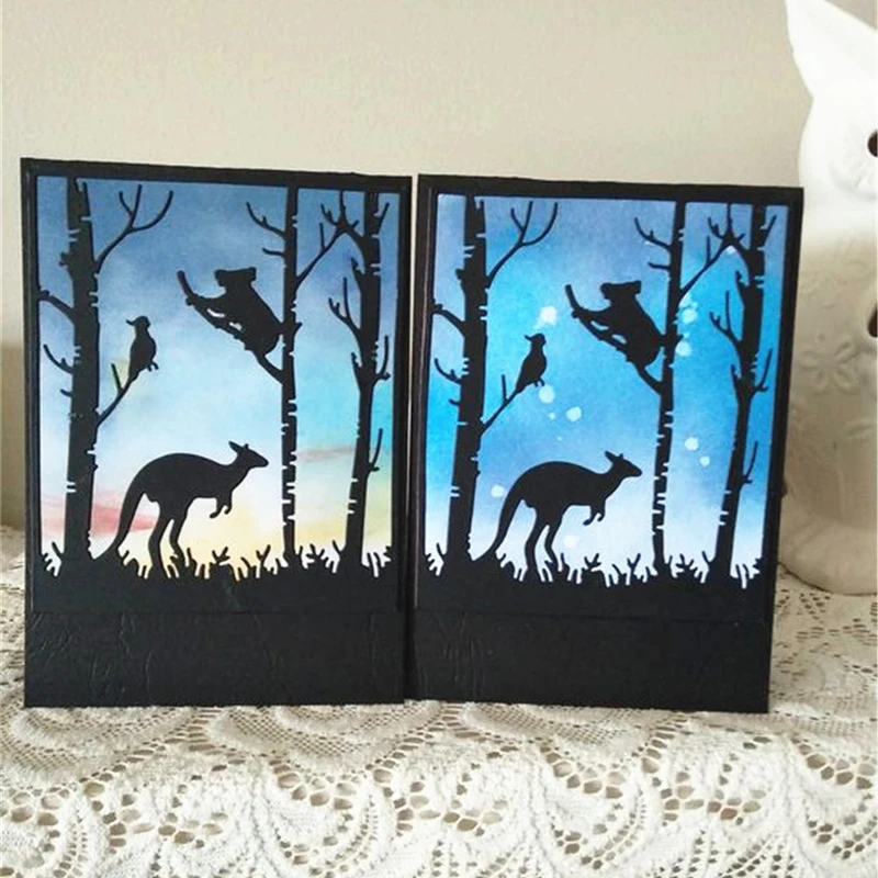 

Ufurty Kangaroo koala forest Metal Cutting Dies Stamp Stencil for DIY Scrapbooking Photo Album Embossing Decorative Craft Die