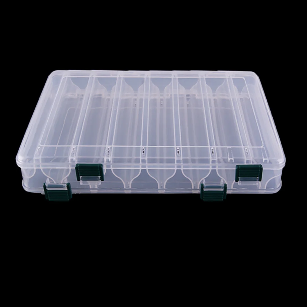

14 Compartments Plastic Fishing Lure Tackle Box Double Sided Fishing Case Universal Fishing Bait Lures Tool Tackle Boxes Pesca