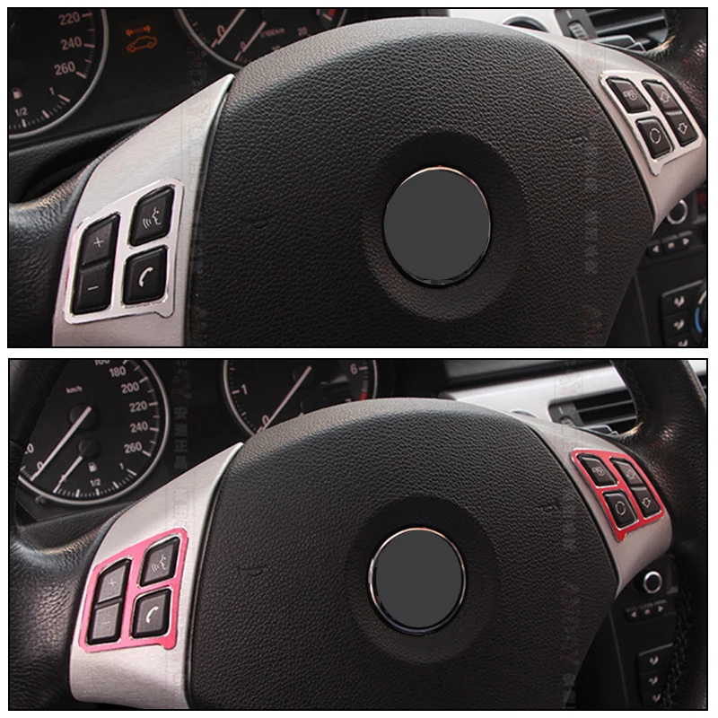 Atreus, 2 шт., автомобильные аксессуары для интерьера, алюминиевый сплав, кнопки на руль, наклейки для BMW E90, 3 серии(2005-2012), автомобильный стиль